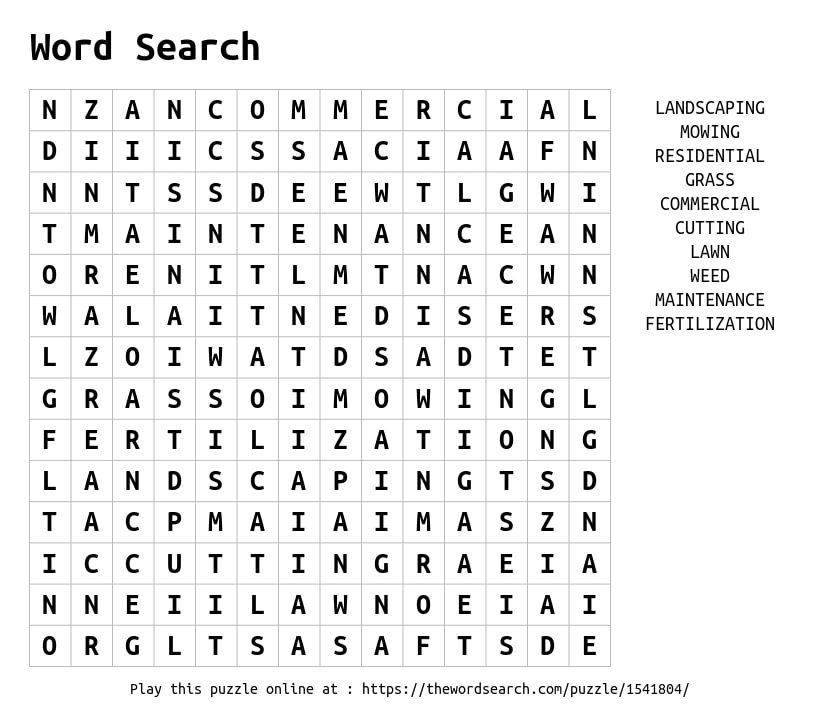 lawn care scottsdale word search